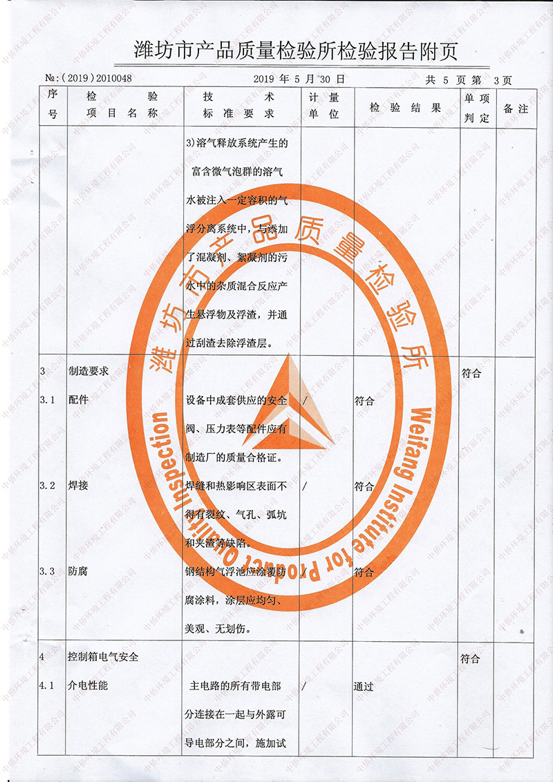 氣浮機檢測報告